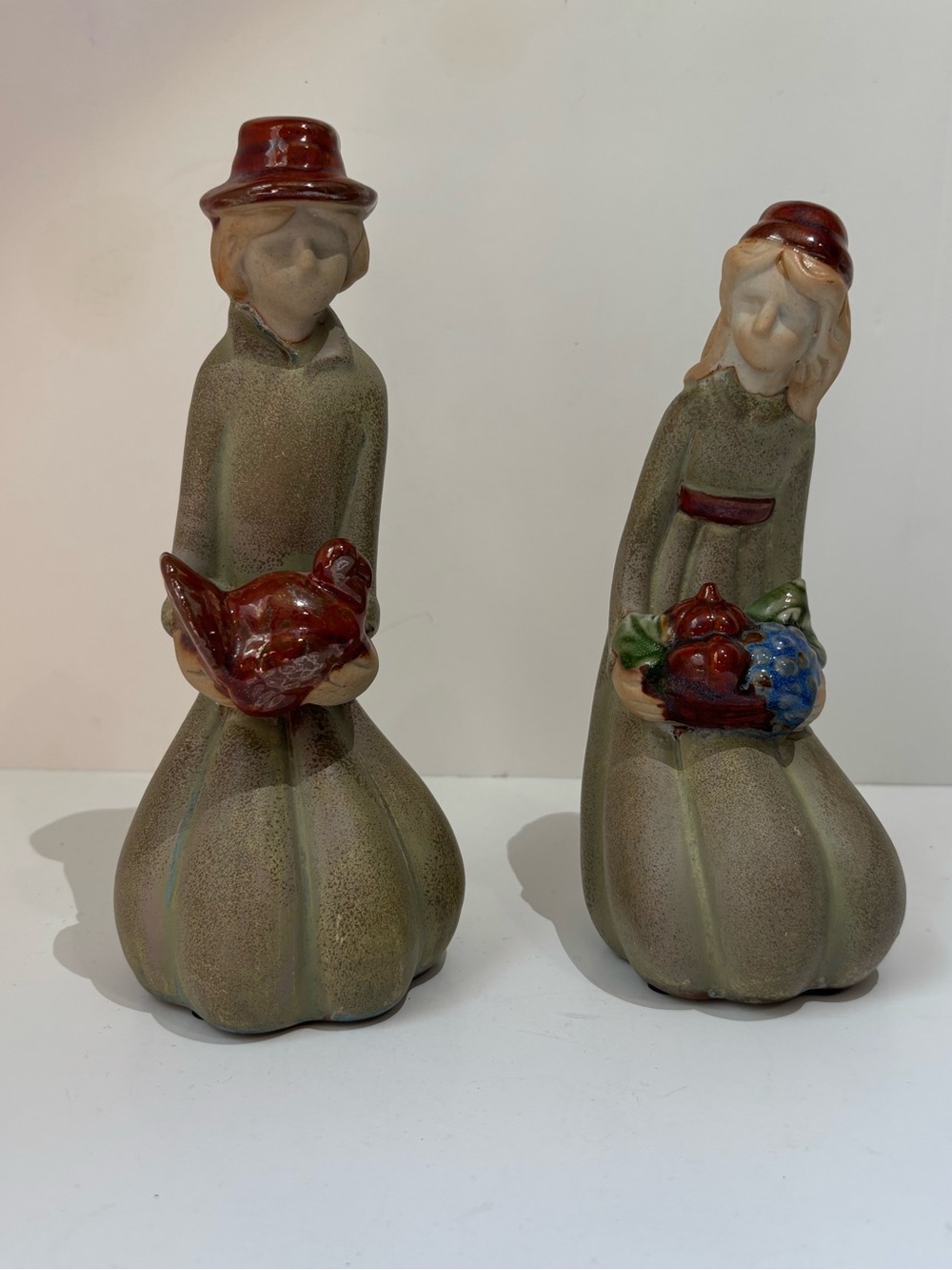 Vintage Pier One Thanksgiving Pilgrim Figurines Boy and Girl
